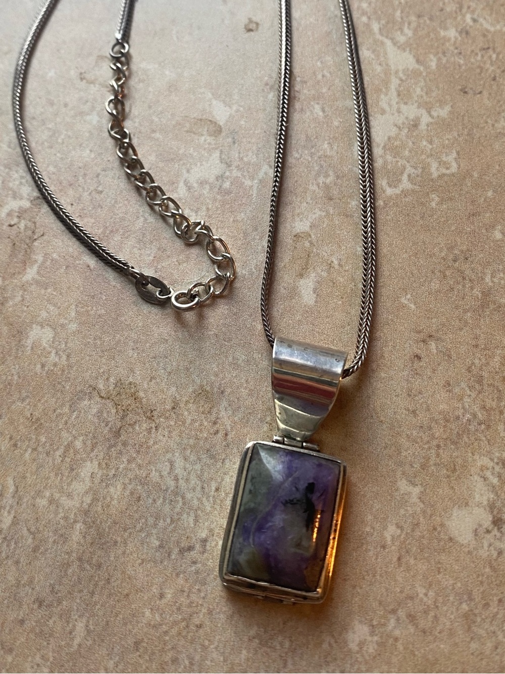 Chaorite gemstone and sterling silver pendant